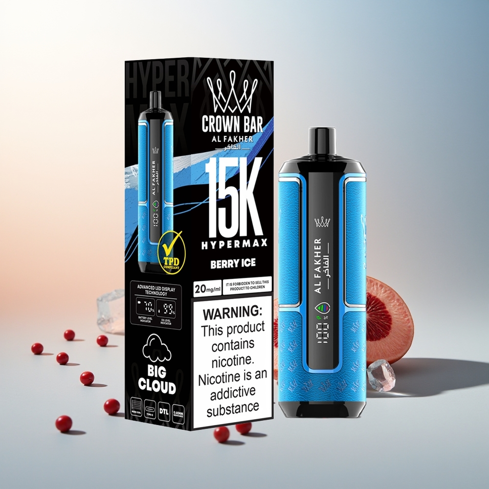 Al Fakher Crown Bar 15K Hipermax Taşınabilir DTL Şarjlı Duman Çilek Buz