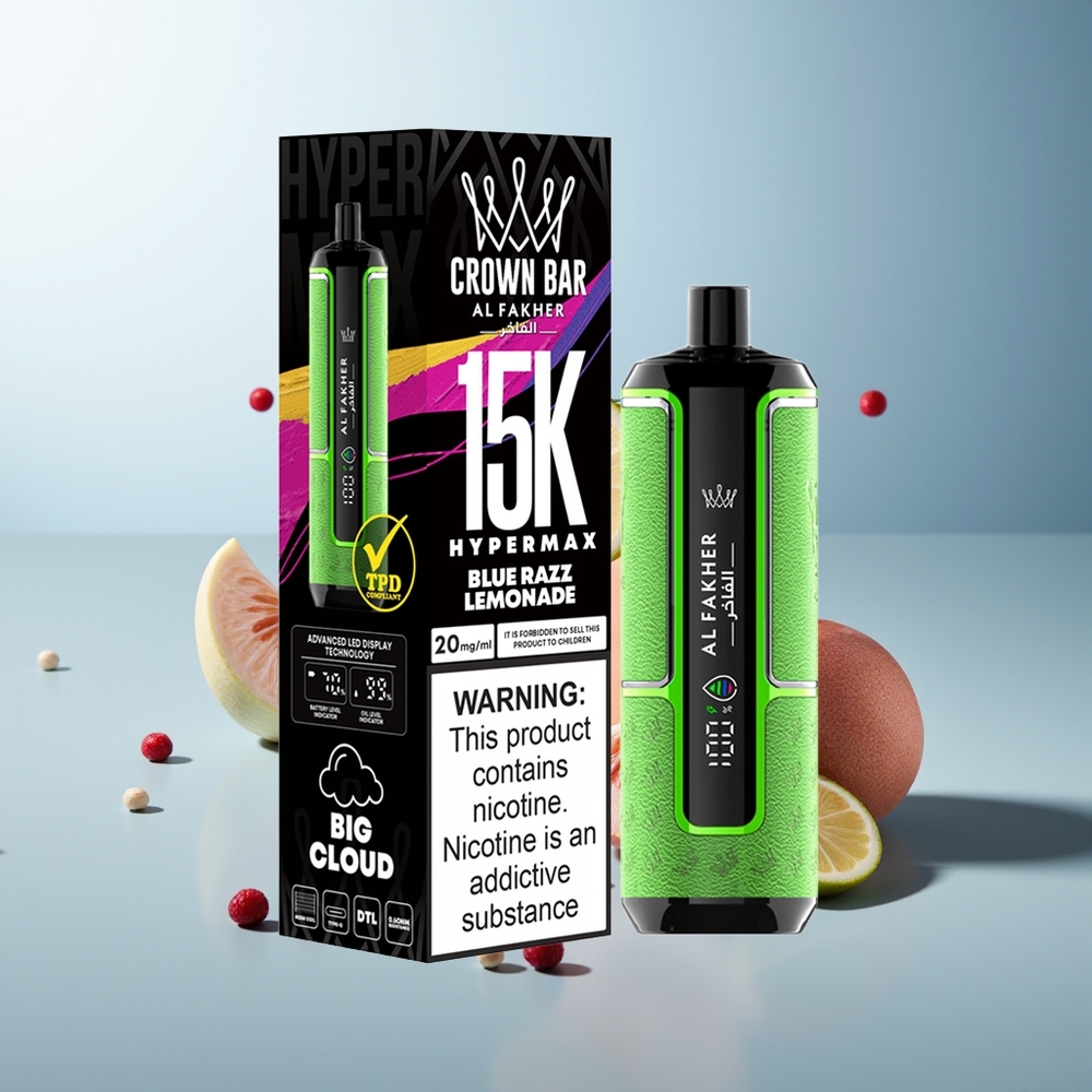 Al Fakher Crown Bar 15K Hipermax Taşınabilir Mavi Ahududu Limonata