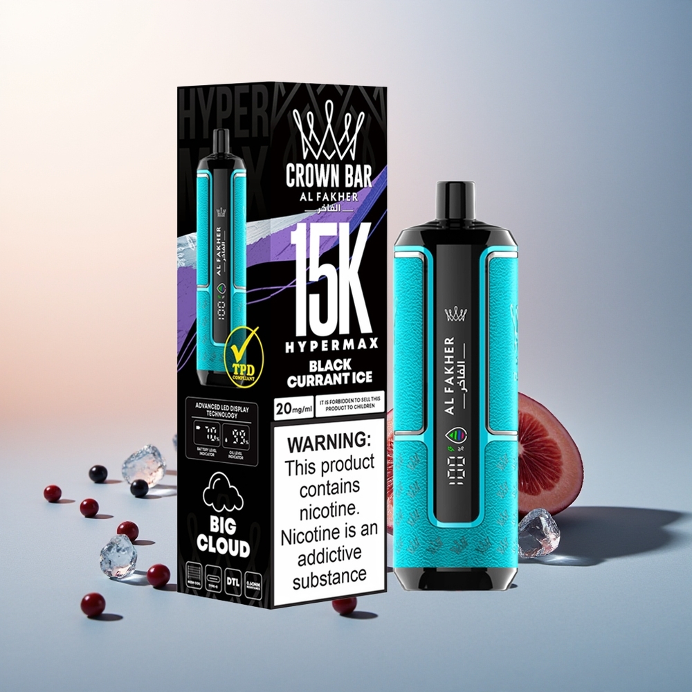 Al Fakher Crown Bar 15K Hypermax Taşınabilir 22ml 600mAh Type-C DTL 6mg/ml Kara Frenküzümü Buz