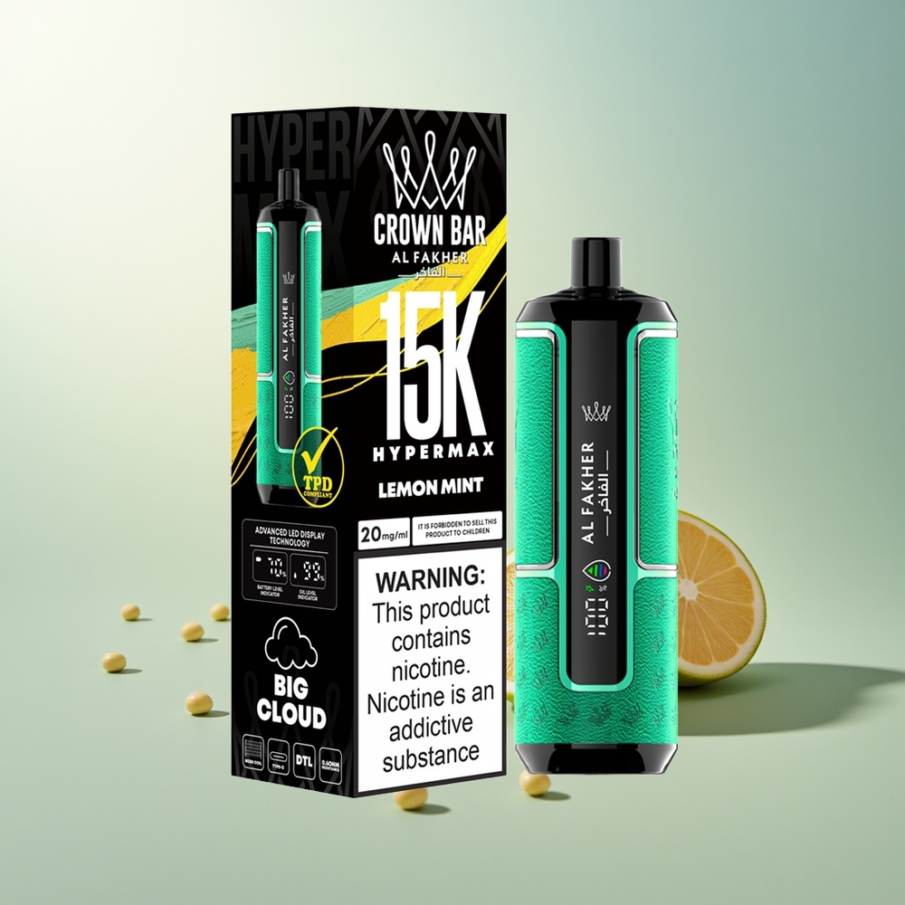 Al Fakher Crown Bar 15K Hypermax Taşınabilir DTL Limon Nane