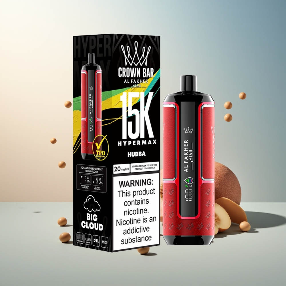 Al Fakher Crown Bar 15K Hypermax Taşınabilir Hubba 22ml 600mAh Type-C DTL 6mg/ml