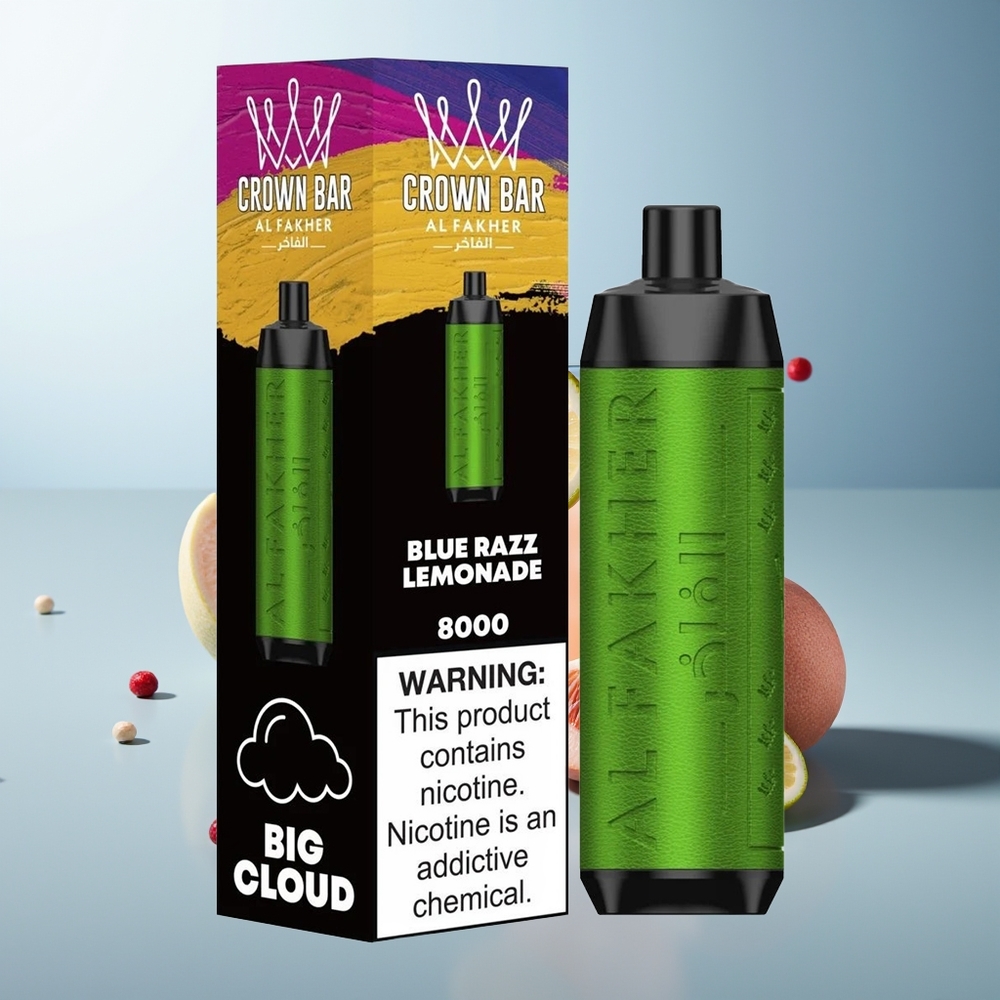 Al Fakher Crown Bar 8000 Kristal 600mah 18ml 5mg Mavi Ahududu Limonata