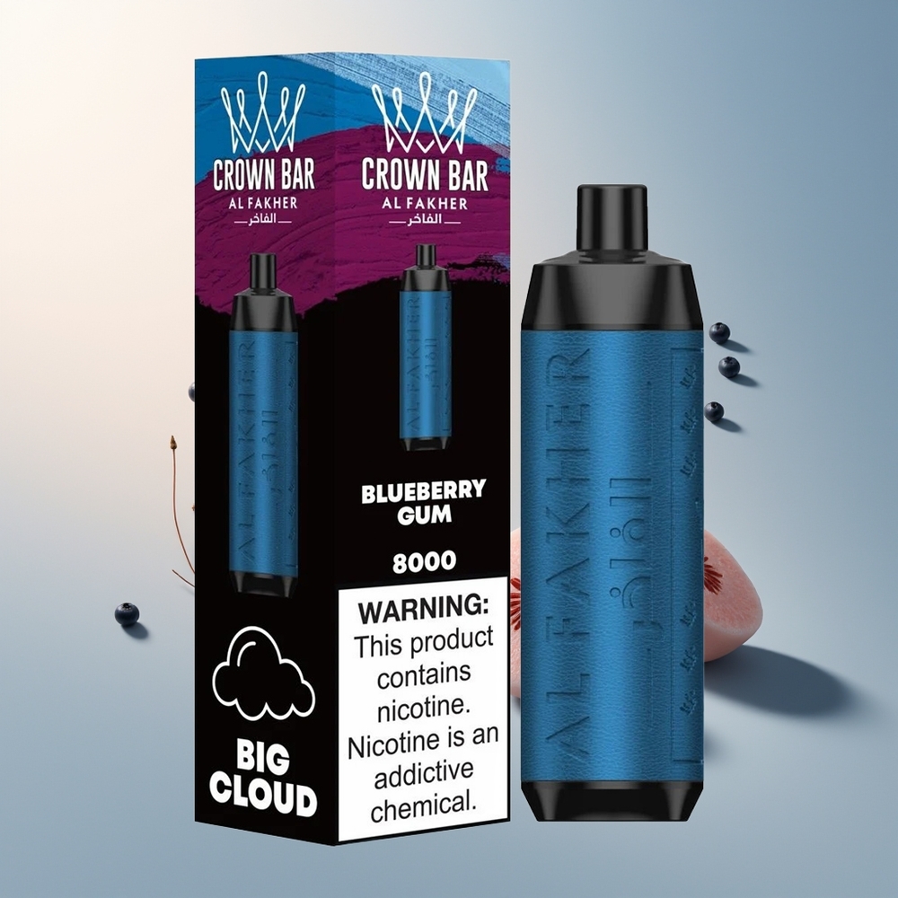 Al Fakher Crown Bar 8000 Puff 600mah 18ml Kristal Şişe Yaban Mersini Sakız