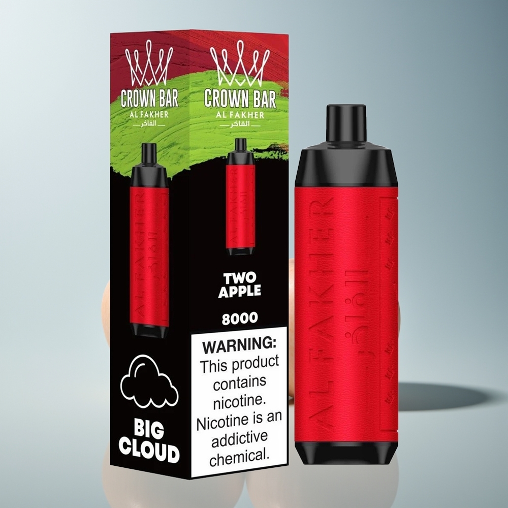 Al Fakher Crown Bar 8000 Puff 600mah 18ml Çift Elma