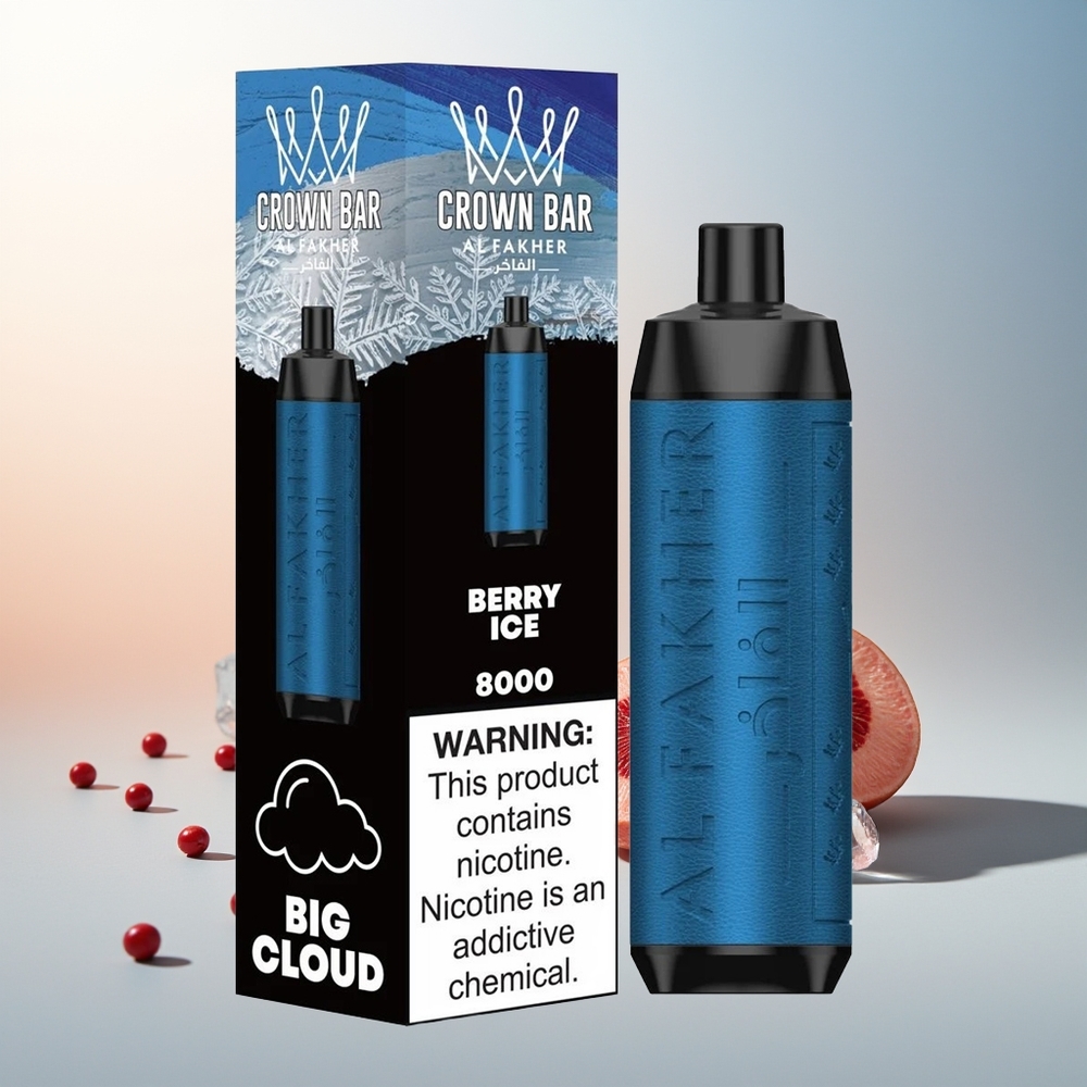 Al Fakher Crown Bar 8000 Puff 600mah USB-C 18ml 5mg 0.6ohm Çilek Buz
