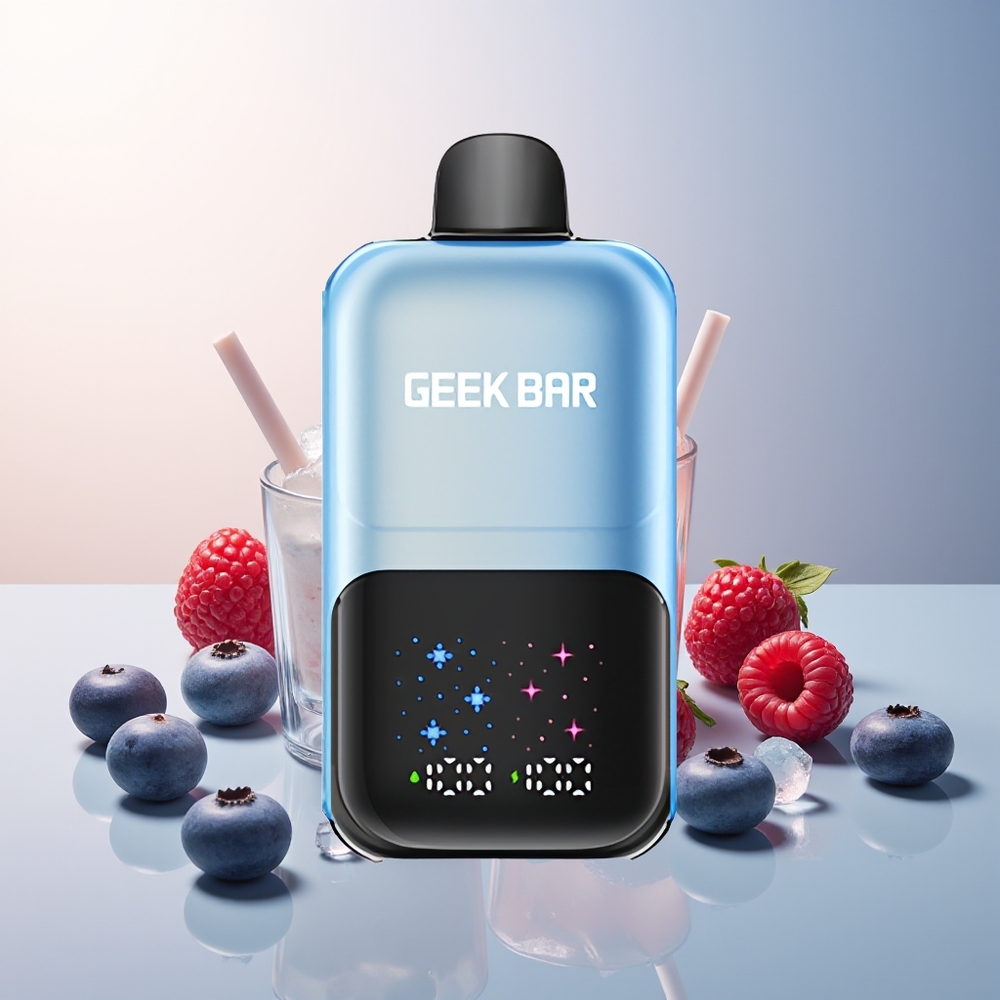 GEEK BAR 2GO 50000 PUFF Etkileşimli Büyük Ekran Çift Hazneli Yaban Mersini Ahududu Buz