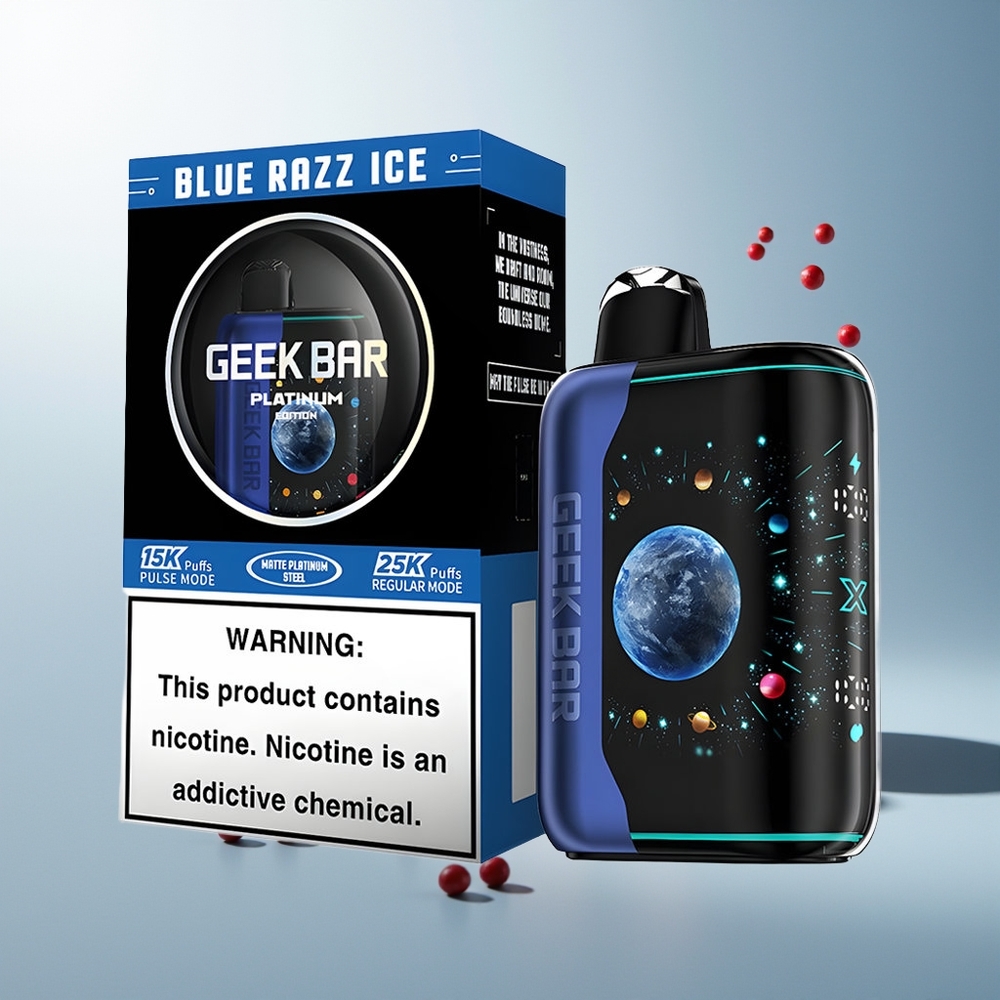 GEEK BAR Platinum Edition 25000 Puff Çift Mesh Hızlı Şarj Mavi Ahududu Buz