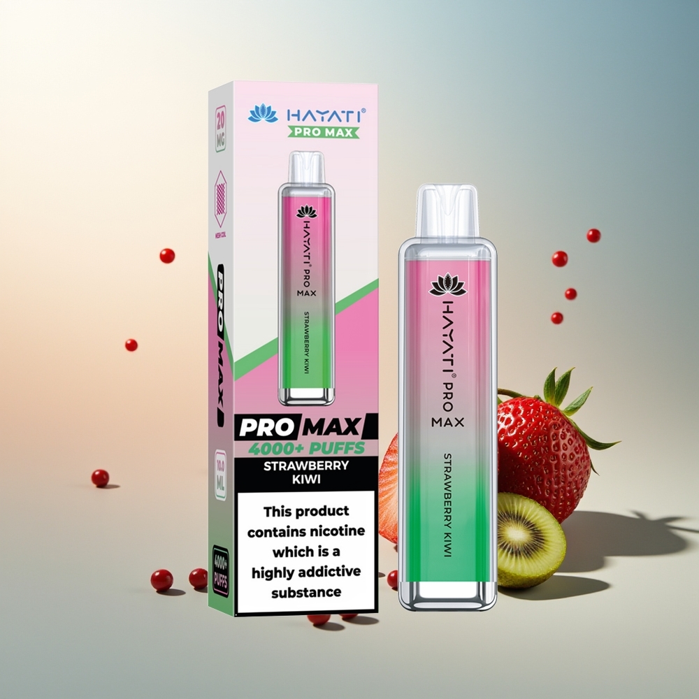 Hayati Pro Max 4000 Puf Çilek Kivi Şarj Edilebilir LED Işıklı Çift 1.1 Ohm Mesh Bobinli TPD Uyumlu