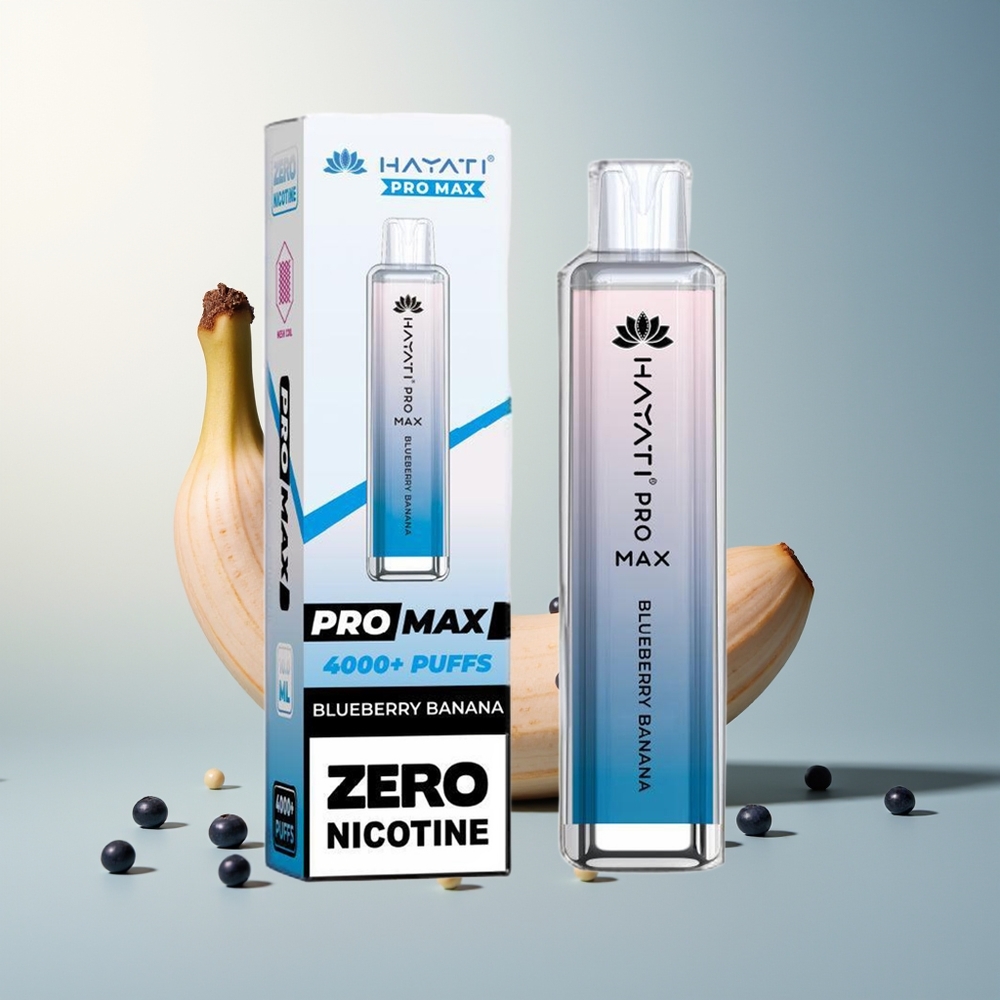 Hayati Pro Max 4000 Puff Şarj Edilebilir Çift 1.1 Ohm Mesh Bobinli Mavi LED Işıklı Yaban Mersini Muz