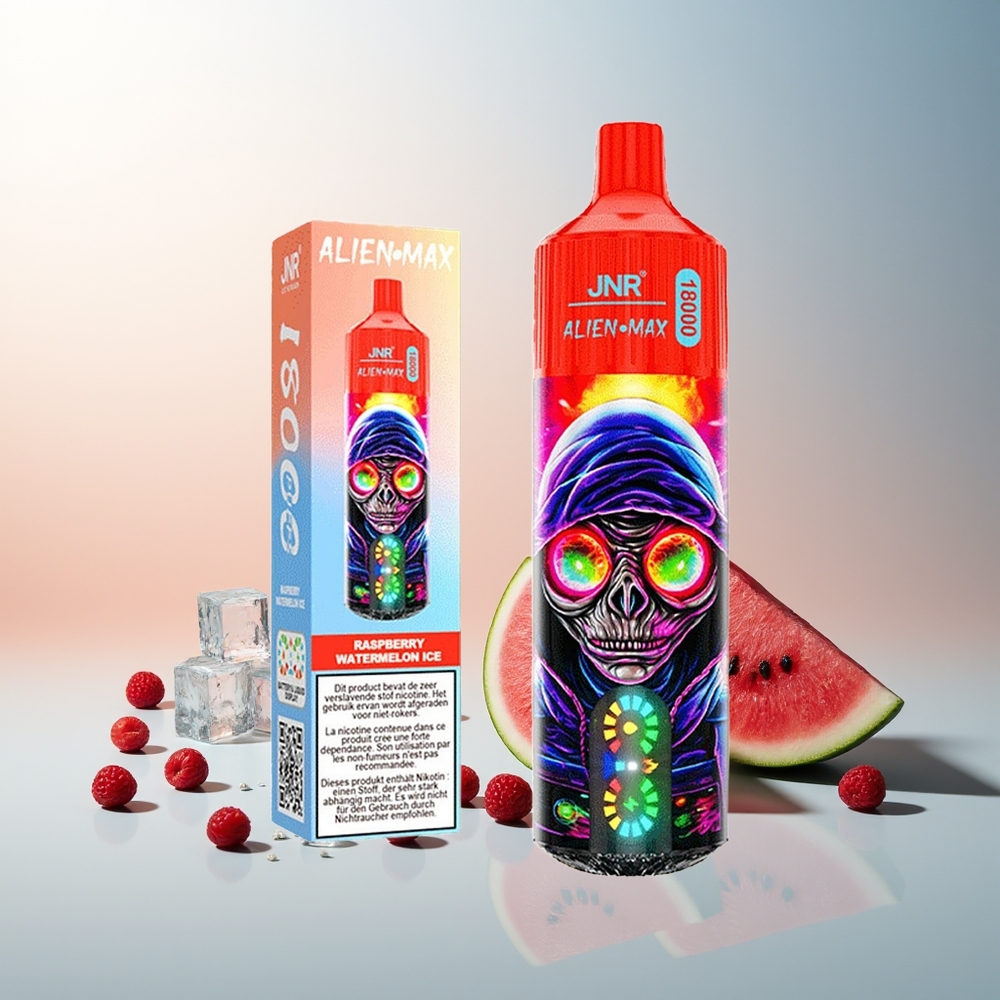 JNR Alien Max 18000 Puff Akıllı LED Ekran Çift Mesh Bobin Hızlı Şarj Ahududu Karpuz Buz