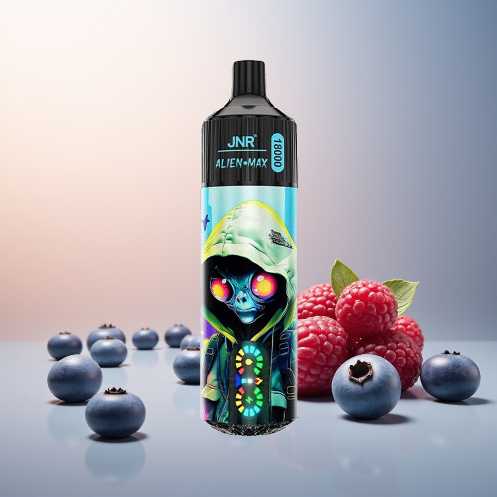 JNR Alien Max 18000 Puff Akıllı LED Ekran Çift Mesh Bobin Çift Çekirdek 850mAh Type-C Hızlı Şarj Yaban Mersini Ahududu