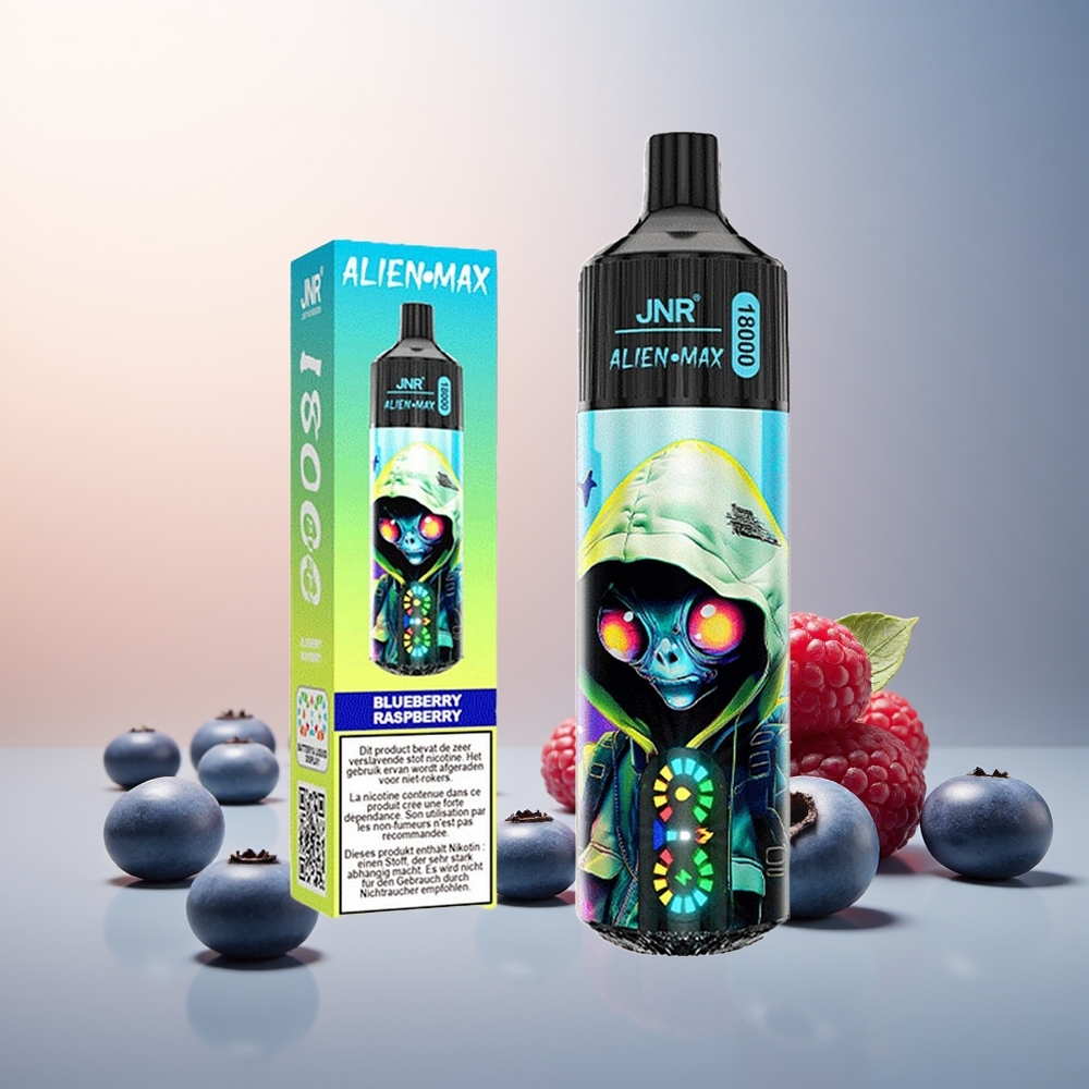 JNR Alien Max 18000 Puff Akıllı LED Ekran Çift Mesh Bobin Çift Çekirdek 850mAh Type-C Hızlı Şarj Yaban Mersini Ahududu