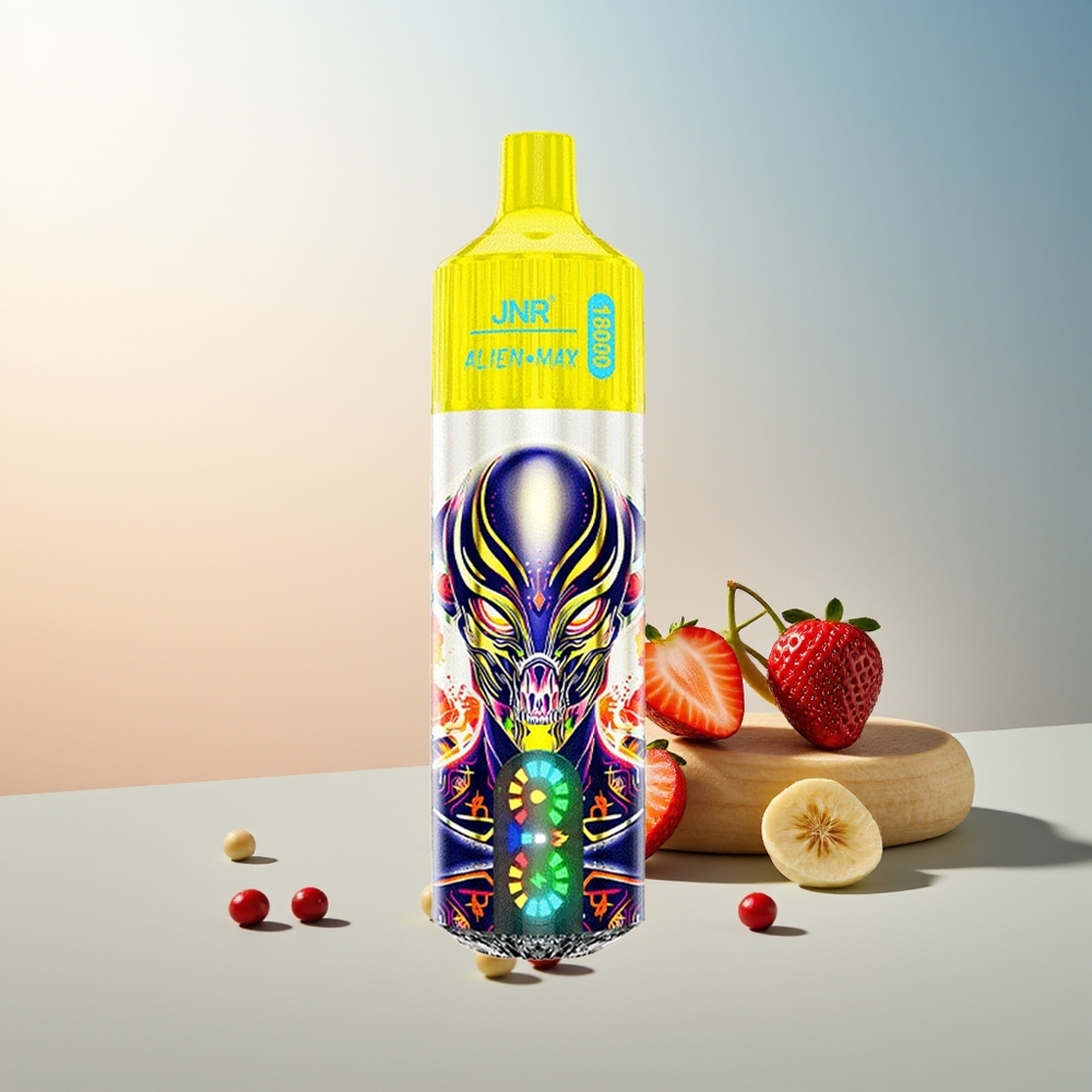 JNR Alien Max 18000 Puff Akıllı LED Ekran Çift Mesh Bobin Çift Çekirdek 850mAh Çilek Muz