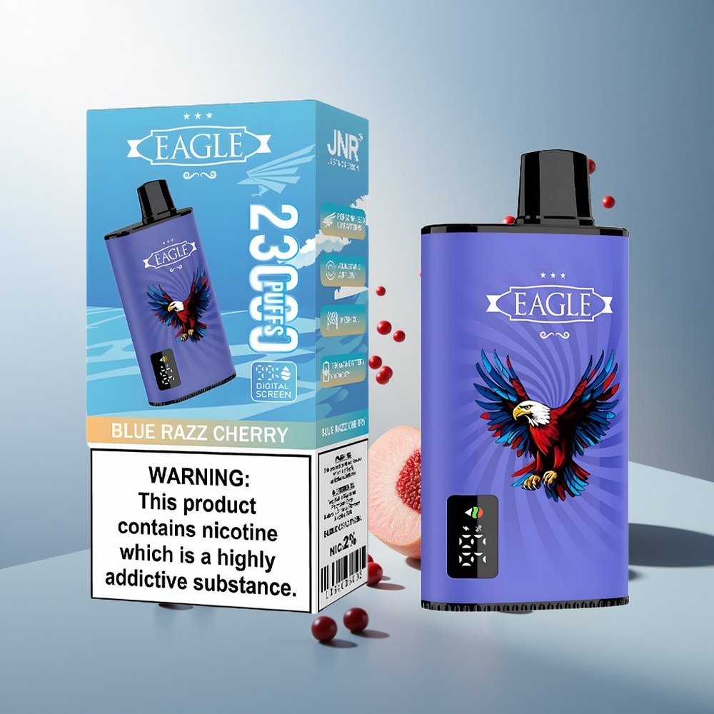 JNR EAGLE Smart 23000 Püf Dijital Ekran 1.0ohm Mesh Coil Ayarlanabilir Hava Akışı Mavi Ahududu Kiraz