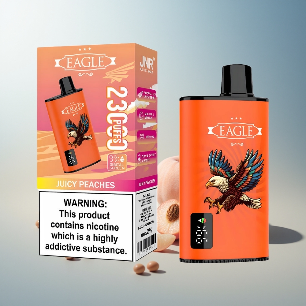 JNR EAGLE Smart 23000 Puf Dijital Ekran 1.0ohm Mesh Coil Ayarlanabilir Hava Akışı Şeftali Aromalı