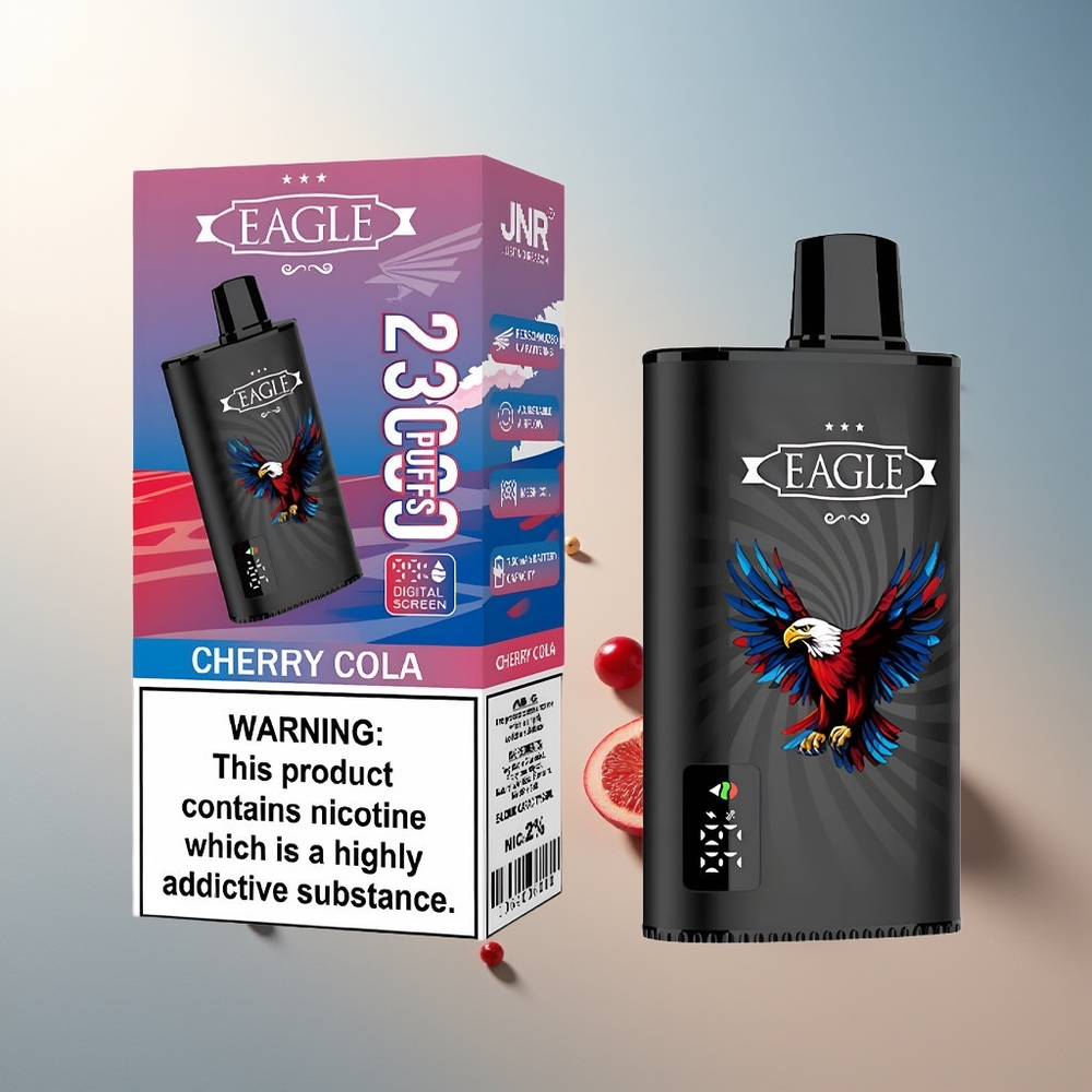 JNR EAGLE Smart 23000 Puff Dijital Ekran 1.0ohm Mesh Coil Ayarlanabilir Hava Akışı Vişne Kola