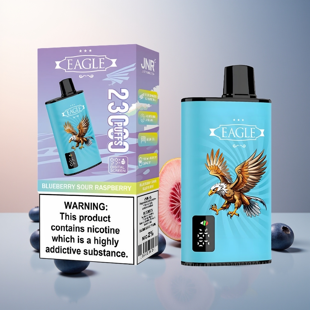 JNR EAGLE Smart 23000 Puff Dijital Ekran 1.0ohm Mesh Coil Ayarlanabilir Hava Akışı Yaban Mersini Ekşi Ahududu