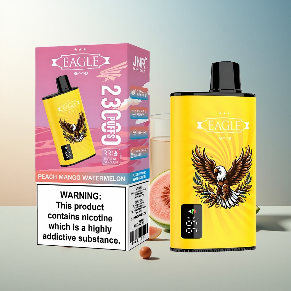 JNR EAGLE Smart 23000 Puff Dijital Ekran 1.0ohm Mesh Coil Ayarlanabilir Hava Akışı Şeftali Mango Karpuz