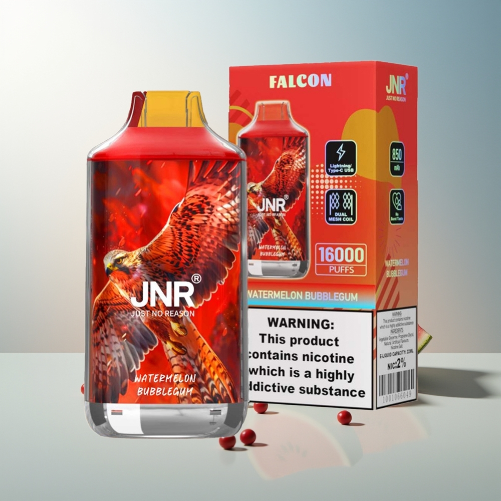 JNR Falcon 16000 Puff 850 mAh 22ml Çift Mesh Coil Smart LED Ekran Karpuzlu Sakız Aromalı
