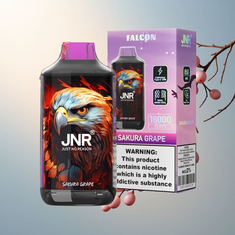 JNR Falcon 16000 Puff 850mAh 22ml Çift Mesh Sakura Üzüm