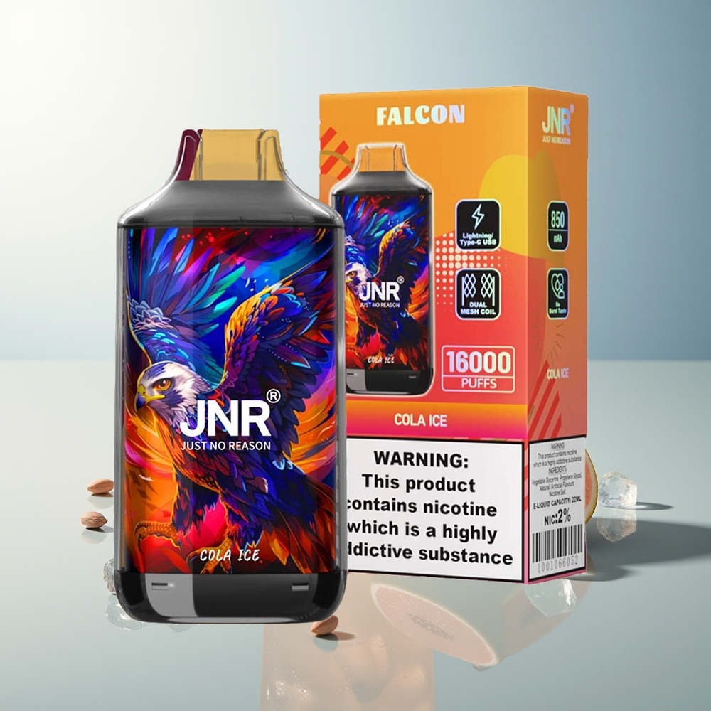 JNR Falcon 16000 Puff Akıllı LED Ekran Çift Mesh Bobin 850mAh Type C Şarj Kola Buz