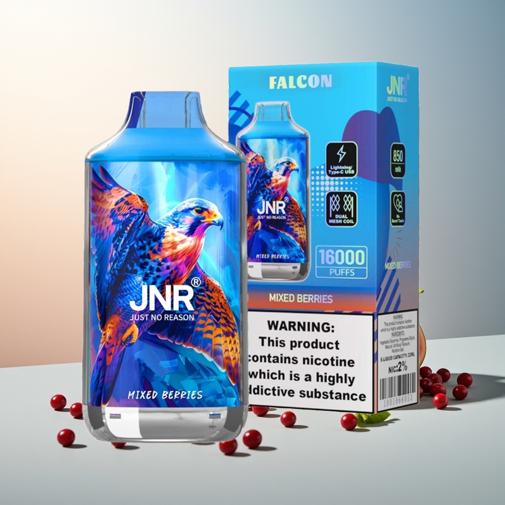 JNR Falcon 16000 Puff Akıllı LED Ekran Çift Mesh Coil Karışık Meyveler
