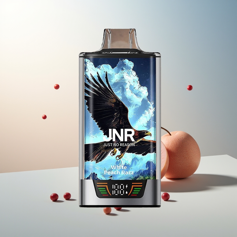 JNR Falcon Pro 28000 Puff 30ml 950mAh Akıllı Ekran Beyaz Şeftali Ahududu