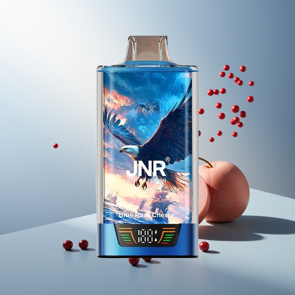 JNR Falcon Pro 28000 Puff 30ml 950mAh Akıllı Ekran MTL Mavi Ahudulu Kiraz