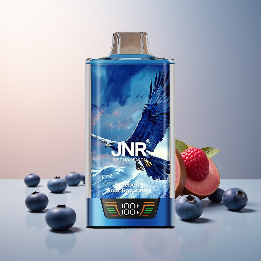 JNR Falcon Pro 28000 Puff 30ml 950mAh Akıllı Ekran Çift Mesh Mavi Ahudulu Ekşi Ahududu