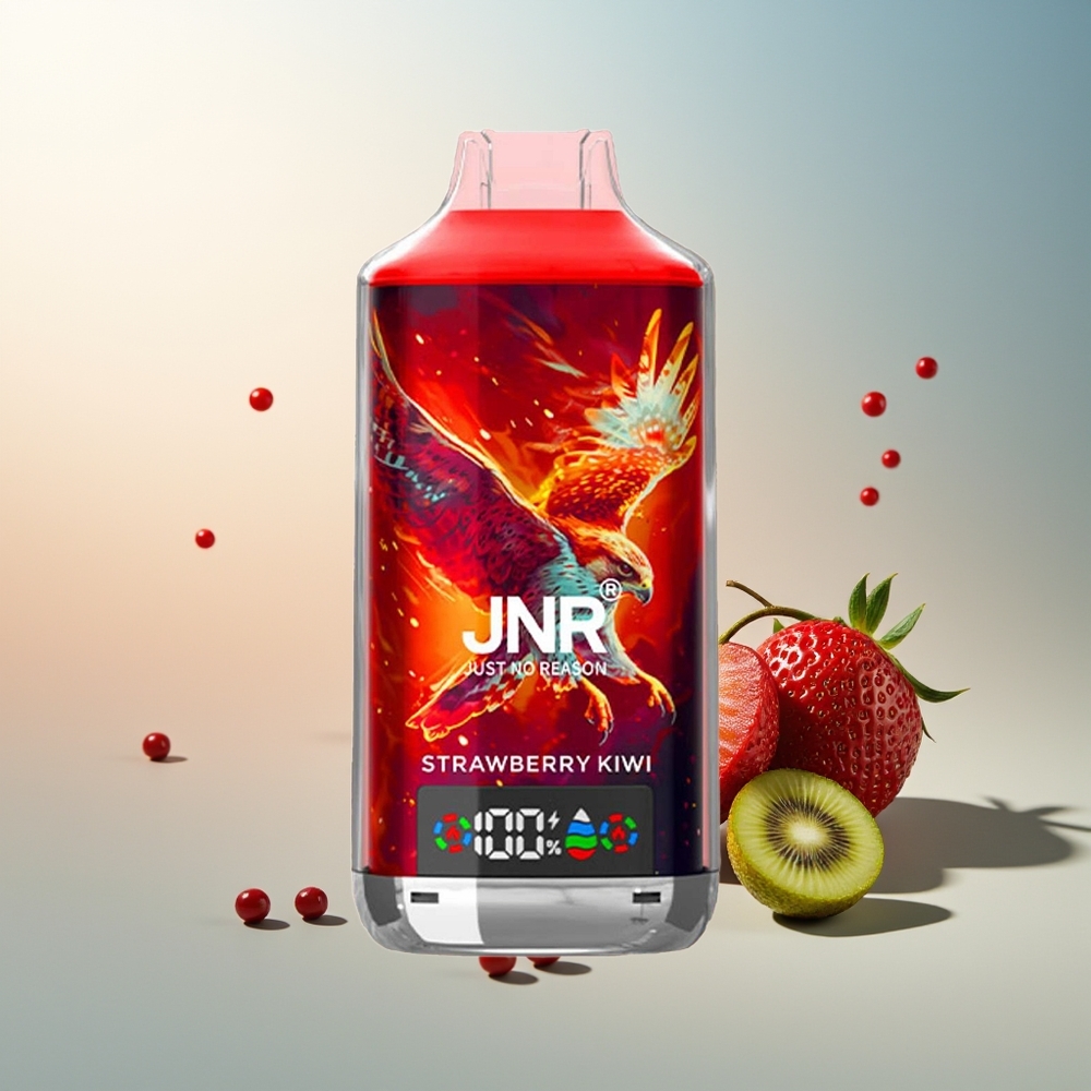 JNR Falcon X 18000 Puff 750mAh 24ml Dijital Ekran Çift Mesh Çift Çekirdek Tip-C Hızlı Şarj Çileki Kivi