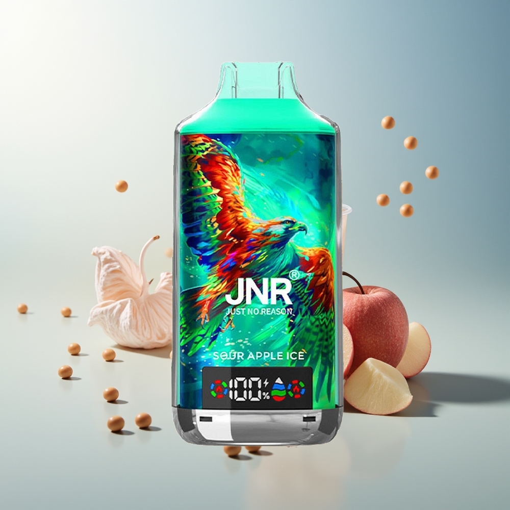 JNR Falcon X 18000 Puff 750mAh 24ml Çift Mesh Çift Çekirdek Dijital Ekran Type-C Hızlı Şarj Ekşi Elma Buz
