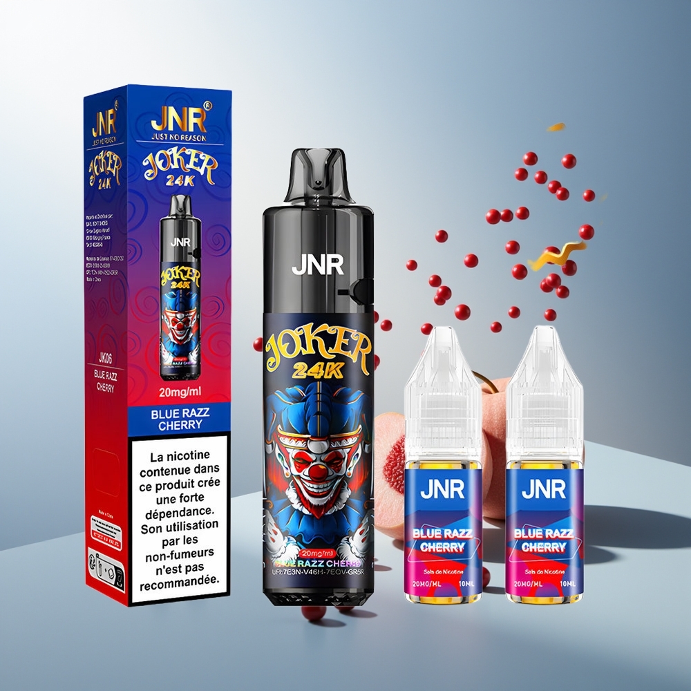 JNR Joker 24000 Puff 2+10ml Yeniden Doldurulabilir Mavi Ahududu Kiraz