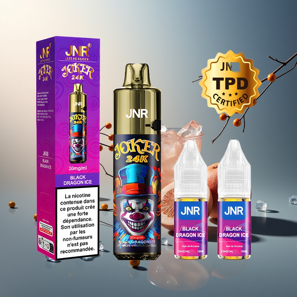 JNR Joker 24000 Puff Side Doldurmalı Şeffaf Pod Siyah Ejderha Buz