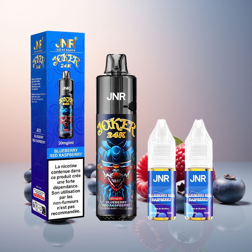 JNR Joker 24K Puff 2+10ml Yeniden Doldurulabilir Mavi Böğürtlen Kırmızı Ahududu