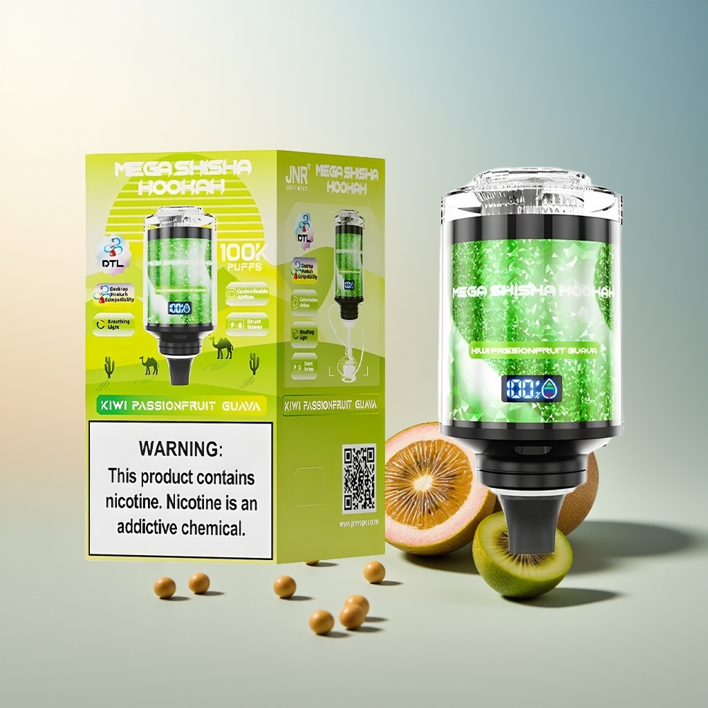 JNR Mega Shisha Hookah 100K 2200mAh Akıllı Ekran Kivi Çarkıfeleği Guava