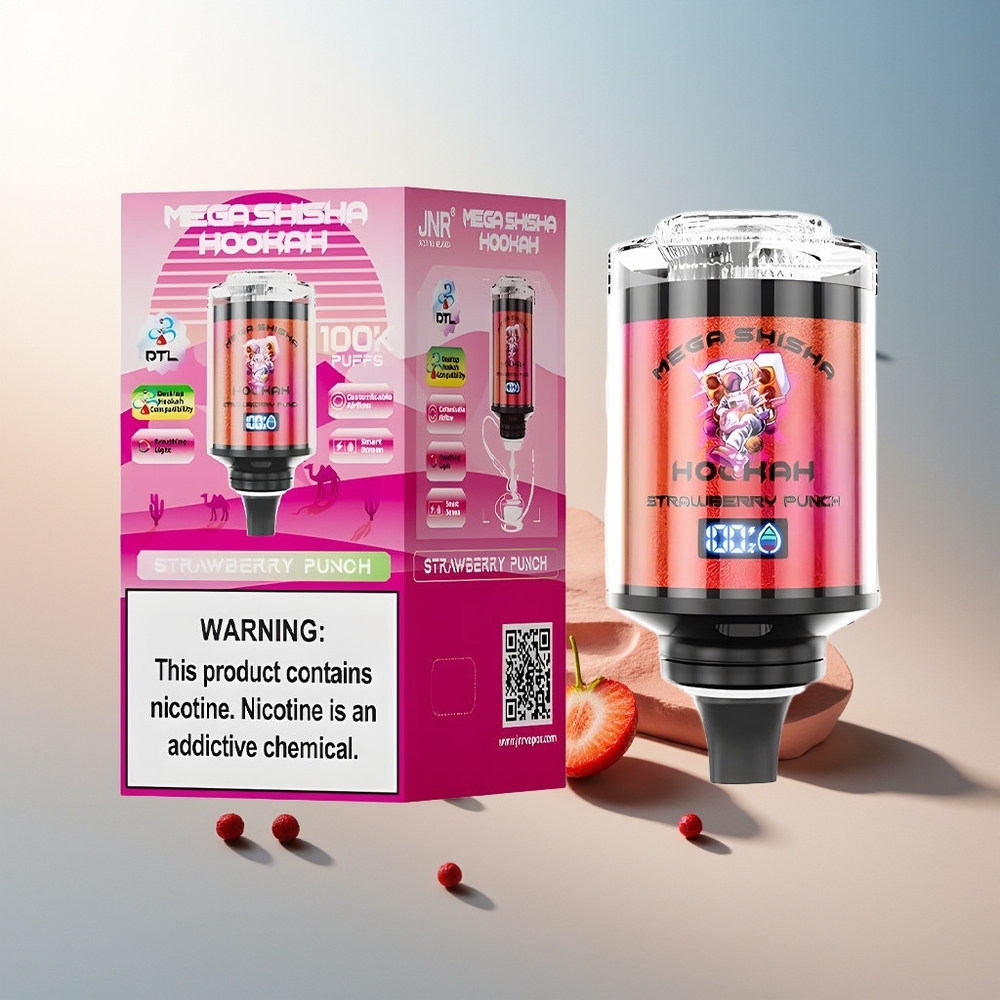 JNR Mega Shisha Hookah 100K 2200mAh Tip Ekranlı Çilek Punch