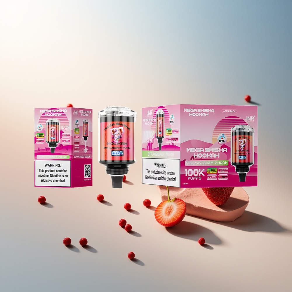 JNR Mega Shisha Hookah 100K 2200mAh Tip Ekranlı Çilek Punch