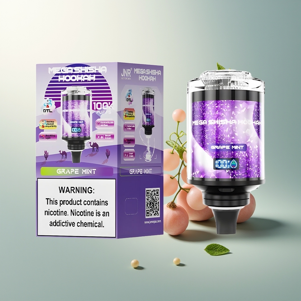 JNR Mega Shisha Hookah 100K Akıllı Ekran 2200mAh Üzüm Nane