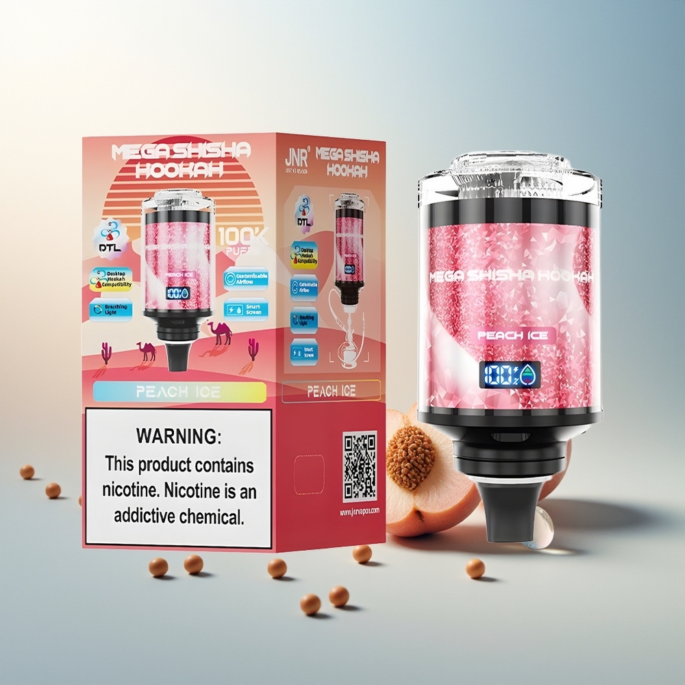 JNR Mega Shisha Hookah 100K Akıllı Ekran Şeftali Buz