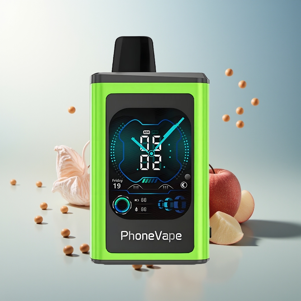 JNR PhoneVape 30000 puf Turbo Modlu Tam Ekran Ayarlanabilir Hava Akışlı 850mAh Type-C Şarjlı Uygulama Kontrollü Ekşi Elma Buz Aromalı