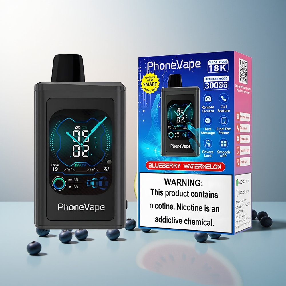 JNR PhoneVape 30000 pufluk Tam Ekran Turbo Mod Bluetooth Kontrollü Yaban Mersini Karpuz