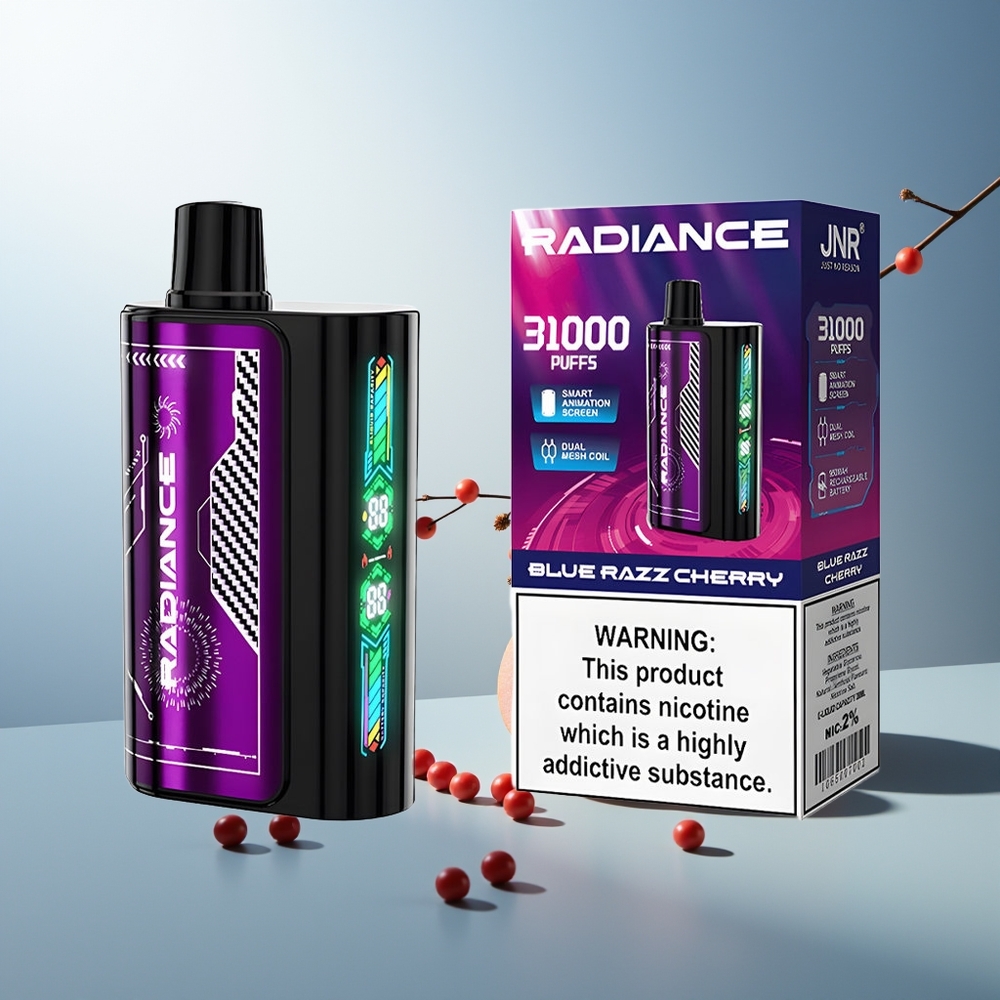JNR Radiance 31000 Puff Akıllı Animasyon Ekran Çift Mesh Bobin Mavi Ahududu Vişne