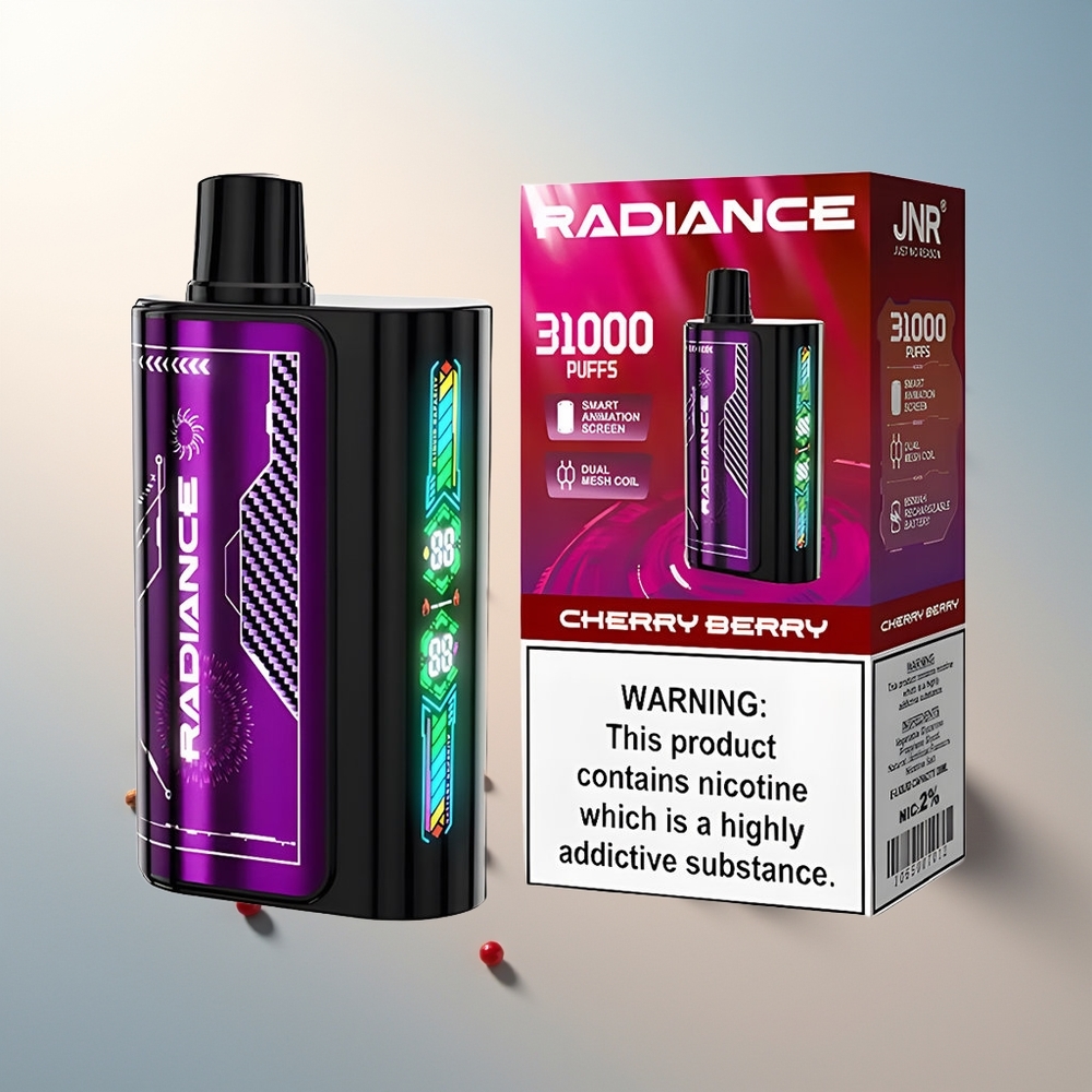 JNR Radiance 31000 Puff Akıllı Animasyon Ekran Çift Mesh Bobin Vişne Böğürtlen