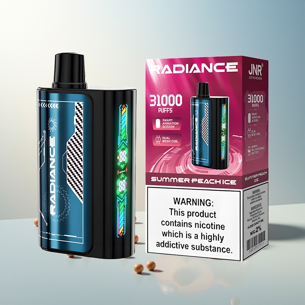JNR Radiance 31000 Puff Akıllı Animasyon Ekran Çift Mesh Bobin Yaz Şeftali Buz