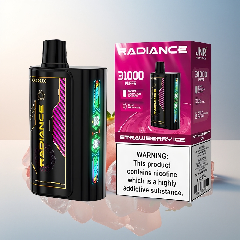 JNR Radiance 31000 Puff Akıllı Animasyon Ekran Çift Örgül Seramik Bobin Çilek Buz
