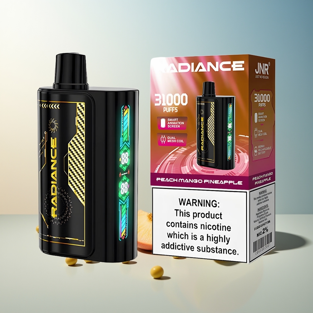 JNR Radiance 31000 Puff Akıllı Animasyon Ekranlı Çift Mesh Bobin Şeftali Mango Ananas