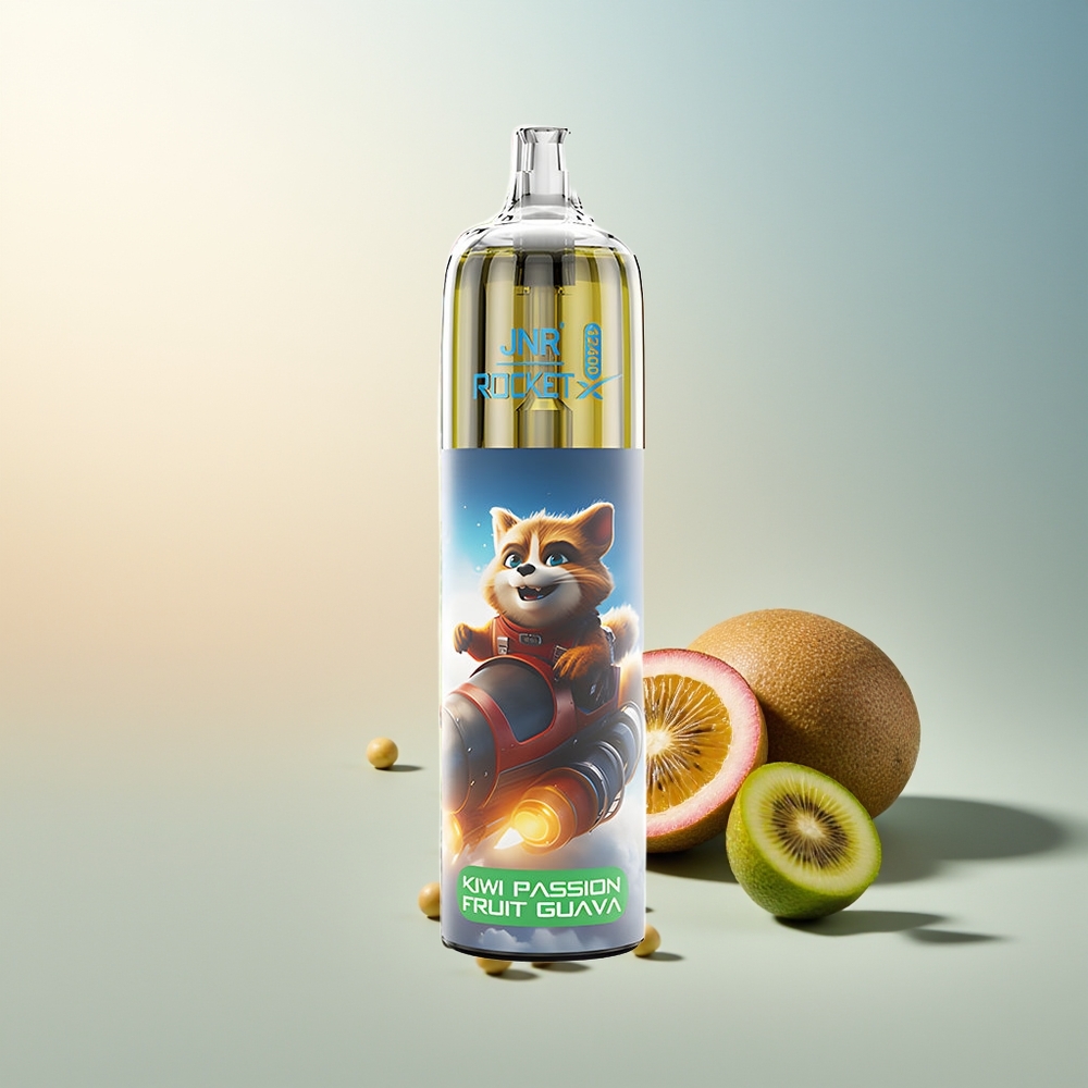 JNR Rocket-X 12400 Puff Ayarlanabilir Hava Akışı Işıklar Pil Kapasitesi 25ml e-Sıvı Kapasitesi Type-C Hızlı Şarj Kivi Çarkıfeleği Guava