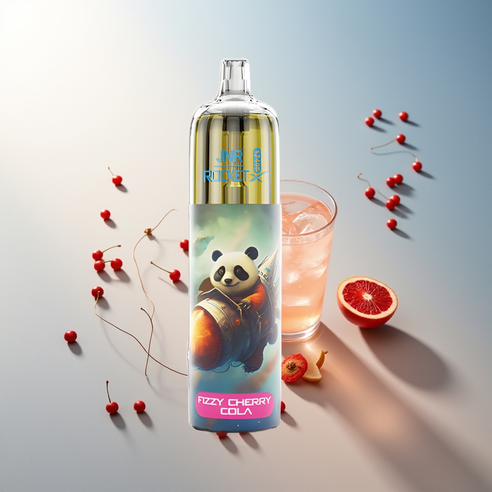 JNR Rocket-X 12400 Puff Ayarlanabilir Hava Akışı RGB Işıklar Pil Kapasitesi 25ml e-Likör Kapasitesi Type-C Hızlı Şarj Fizki Vişne Kola