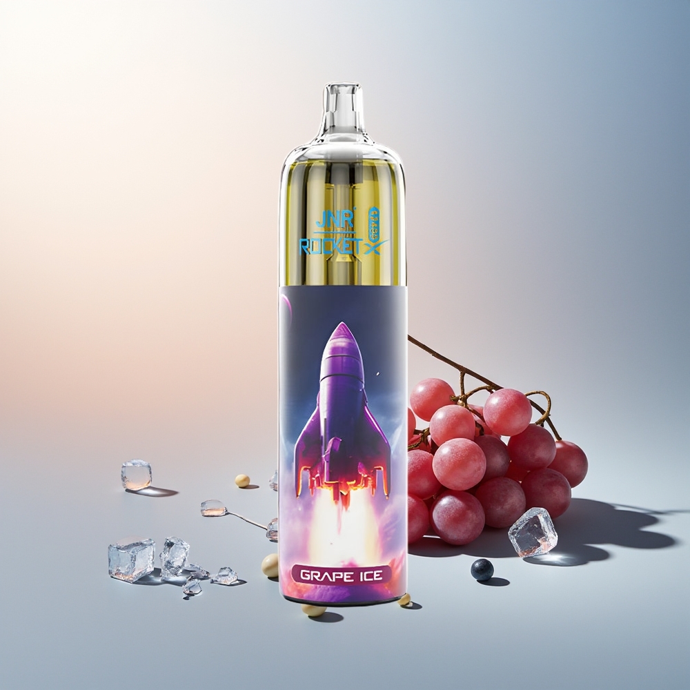 JNR Rocket-X 12400 Puff Ayarlanabilir Hava Akışı RGB Işıklar Pil Kapasitesi 25ml e-Likör Kapasitesi Type-C Hızlı Şarj Üzüm Buz
