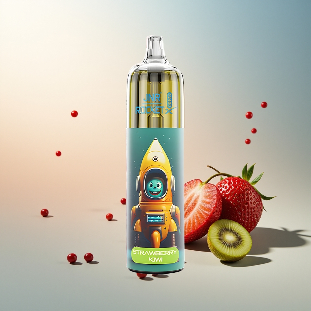 JNR Rocket-X 12400 Puff Ayarlanabilir Hava Akışı RGB Işıklar Pil Kapasitesi 25ml e-Likit Kapasitesi Type-C Hızlı Şarj Çilek Kivi